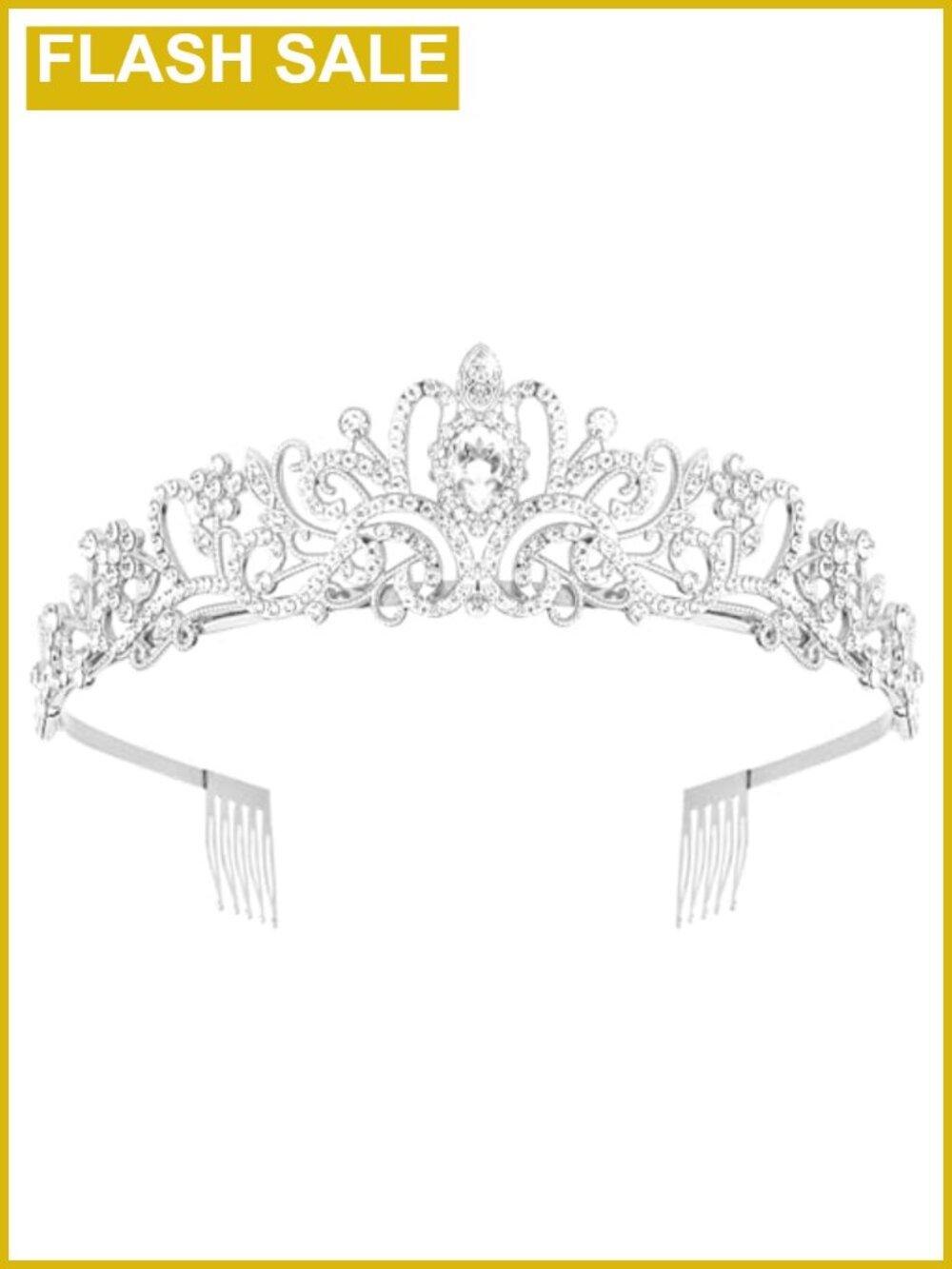 Silver Crystal Crown Tiara for Women Wedding Prom Birthday Hair Accessory